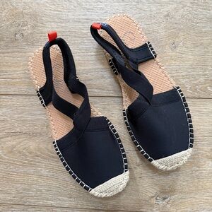 Sea Star Beachwear Women's Seafarer Slingback Espadrilles Black Sz 6 Summer